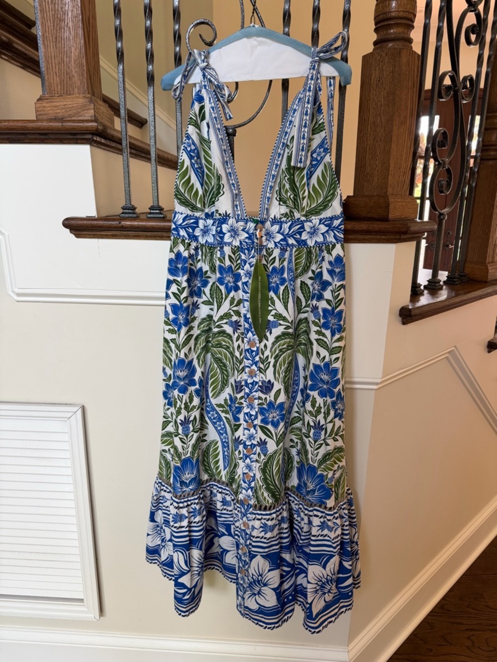 Blue & Green Farm Rio  Floral Halter Maxi Dress